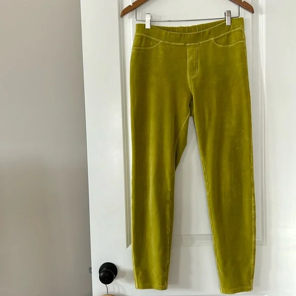 HUE Pants Jumpsuits Hue Chartreuse Green Velour Leggingstrack Pants W Back Pockets Poshmark